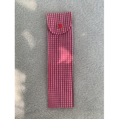 Pochette alimentaire vichy blanc, rose et rouge pression rouge