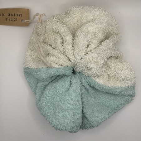 Fleur de douche bicolore bleu et blanc