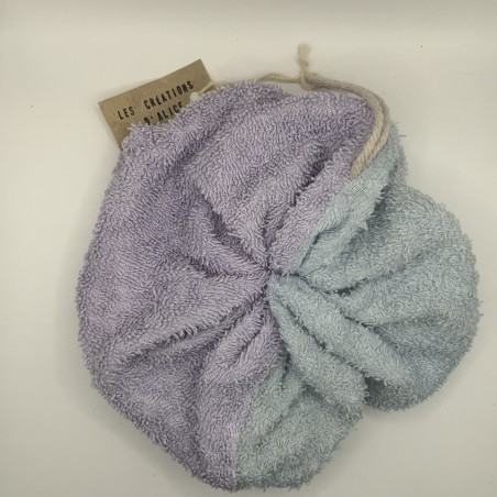 Fleur de douche bleu et violette en coton