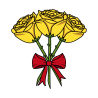 Illustration de trois Roses 🌹🌹🌹​ Jaunes avec nœud rouge