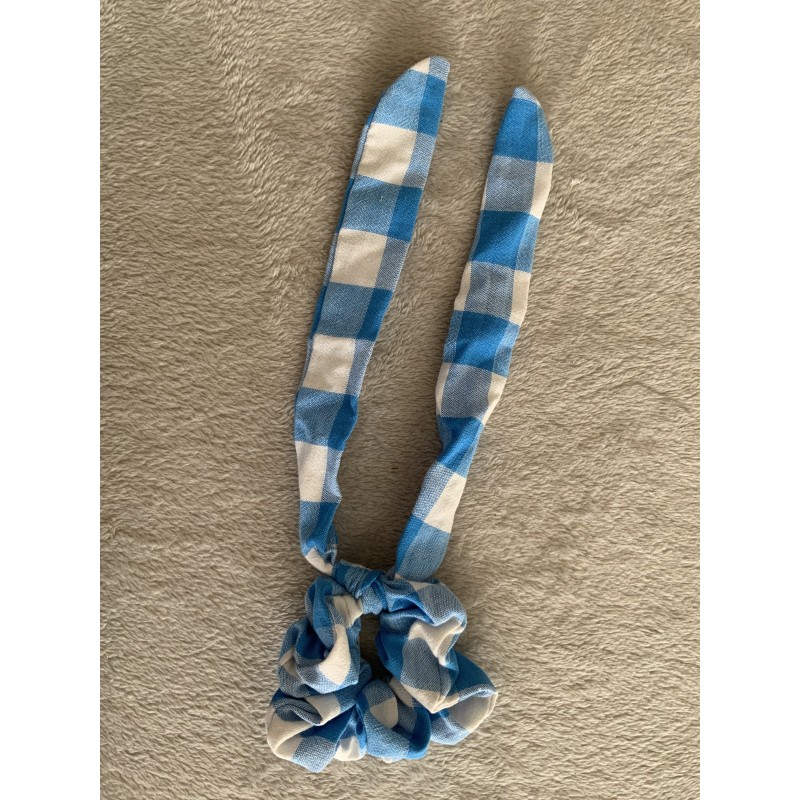 Chouchou Bunny (avec oreilles) Vichy Blanc Bleu