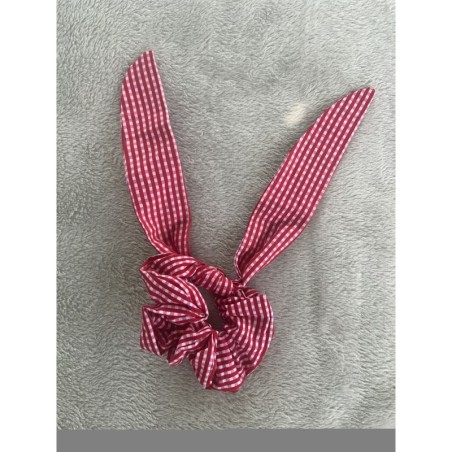Chouchou Bunny (avec oreilles) petit vichy Rouge et Rose