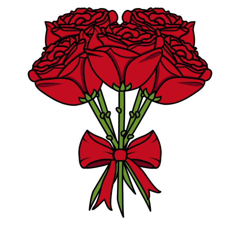 Illustration de bouquet de Roses 💐​ Rouges avec nœud rouge