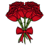 Illustration de bouquet de Roses 💐​ Rouges avec nœud rouge