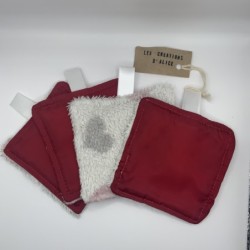 Photo du lot de 4 cotons lavables Rouge Love etalé