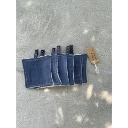 Photo du lot de 6 cotons lavables en Jeans etalé