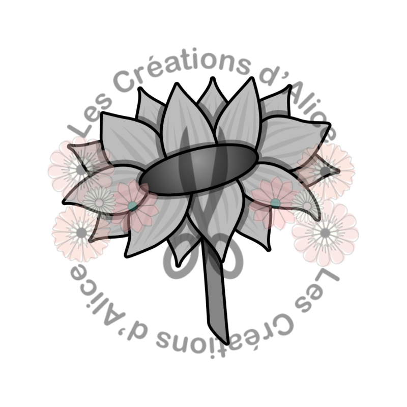 Illustration d’un tournesol 🌻 en blanc et noir