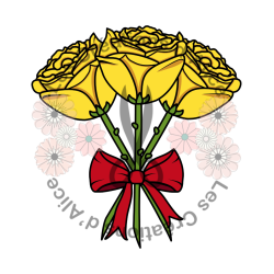 Illustration de trois Roses 🌹🌹🌹​ Jaunes avec nœud rouge