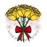 Illustration de trois Roses 🌹🌹🌹​ Jaunes avec nœud rouge