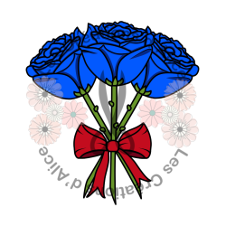 Illustration de trois Roses 🌹🌹🌹​ Bleues avec nœud rouge