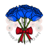 Illustration de trois Roses 🌹🌹🌹​ Bleues avec nœud rouge