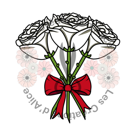 Illustration de trois Roses ????????????​ Blanches avec nœud rouge