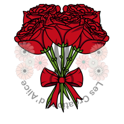 Illustration de bouquet de Roses 💐​ Rouges avec nœud rouge
