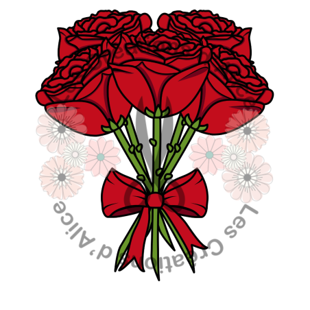 Illustration de bouquet de Roses ????​ Rouges avec nœud rouge