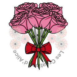 Illustration de bouquet de Roses 💐​ Roses avec nœud rouge