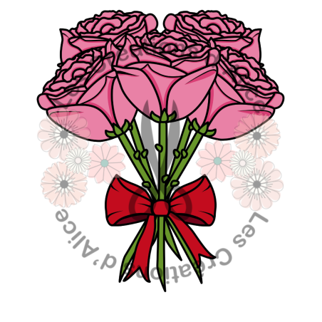 Illustration de bouquet de Roses ????​ Roses avec nœud rouge