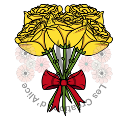 Illustration de bouquet de Roses 💐​ Jaunes avec nœud rouge