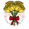 Illustration de bouquet de Roses 💐​ Jaunes avec nœud rouge