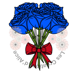 Illustration de bouquet de Roses 💐​ Bleues avec nœud rouge