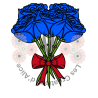 Illustration de bouquet de Roses 💐​ Bleues avec nœud rouge